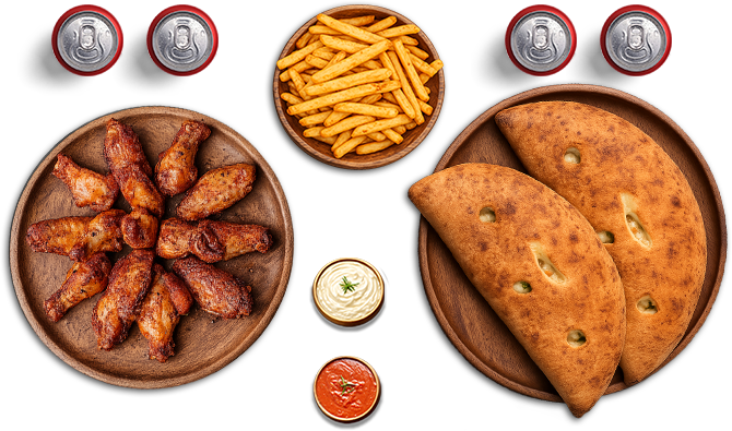 Panzerotti double meal with wings and pop
