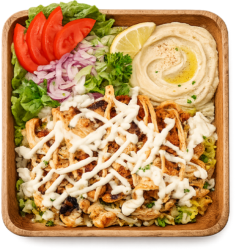 Authentic chicken shawarma bowl