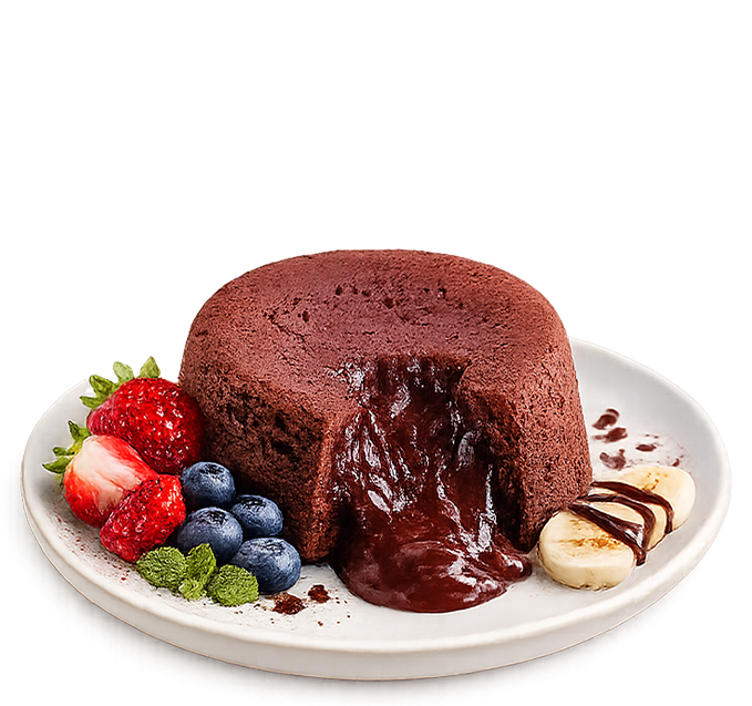 Warm mini lava cake with molten center