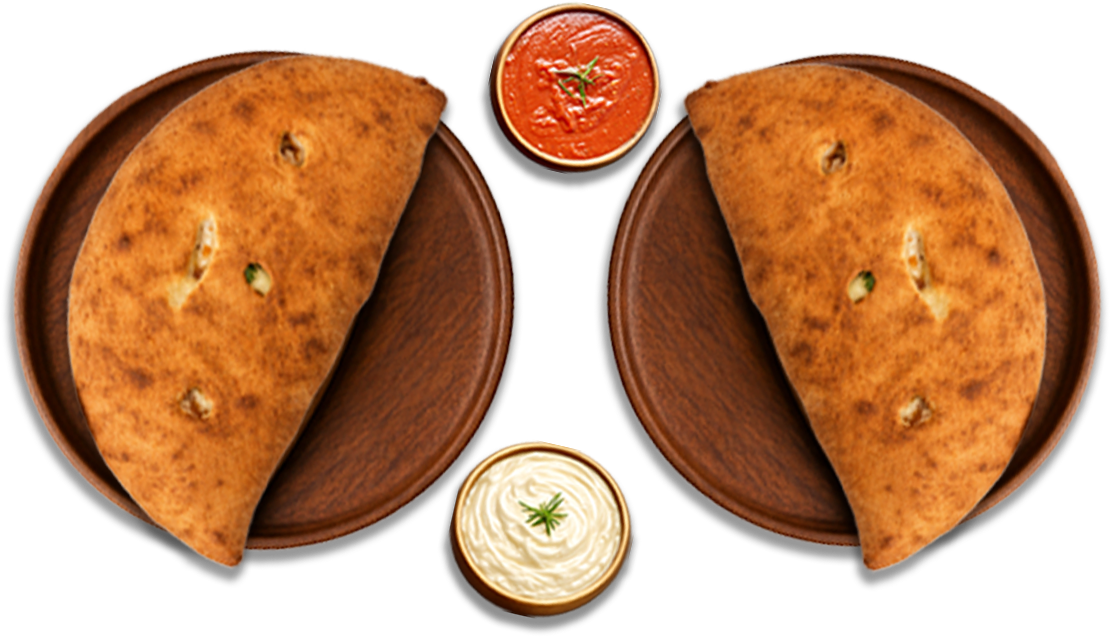 Fresh oven-baked panzerottis
